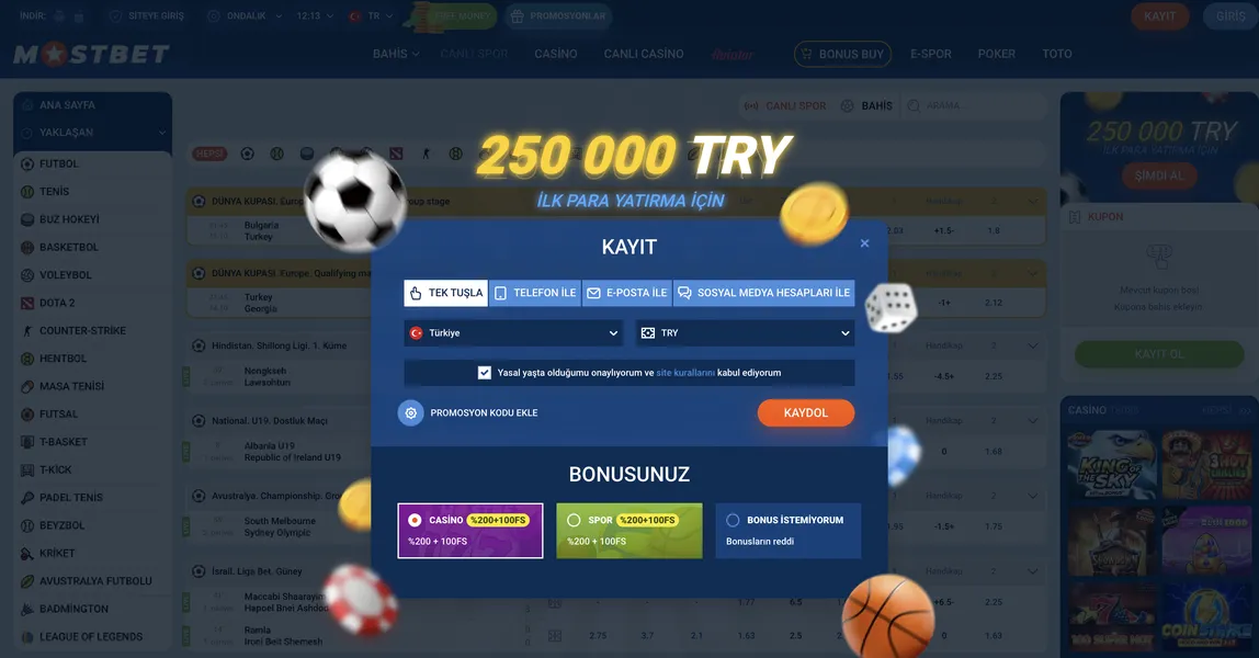 Mostbet kayıt ve giriş yapma adımları